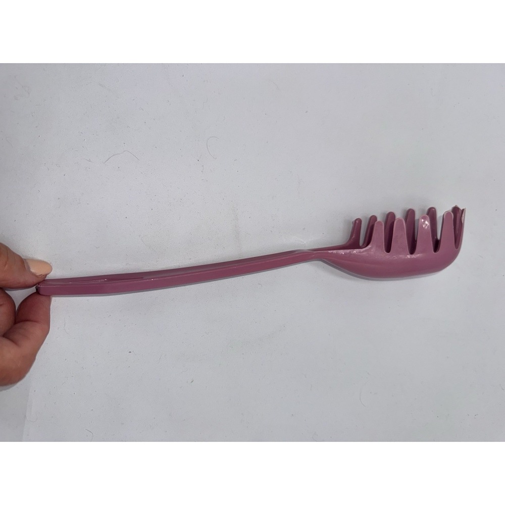 Vintage KING KRAFT Pasta Spoon Nylon Plastic Cooking Utensil Mauve Pink 11" - Picture 3 of 9